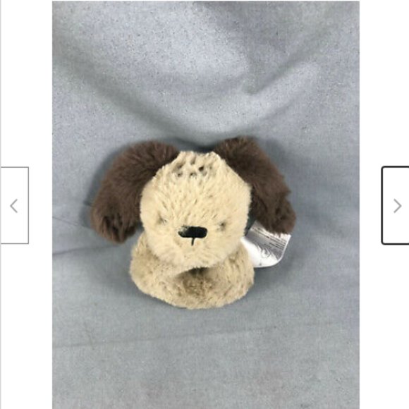 Little Miracles Brown Rabbit Bunny Dog Puppy Plush Rattle Ring Washable Baby Toy - Picture 3 of 5